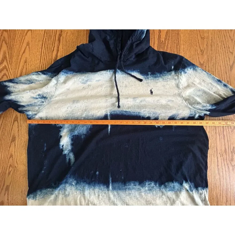 Polo Ralph Lauren Hoodie 4XB Big Blue White Tie Dye Long Sleeve Pony Cotton